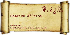 Hemrich Örzse névjegykártya